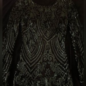 Worn Once Green and Black Sparkly Sequined Dress from Windsor